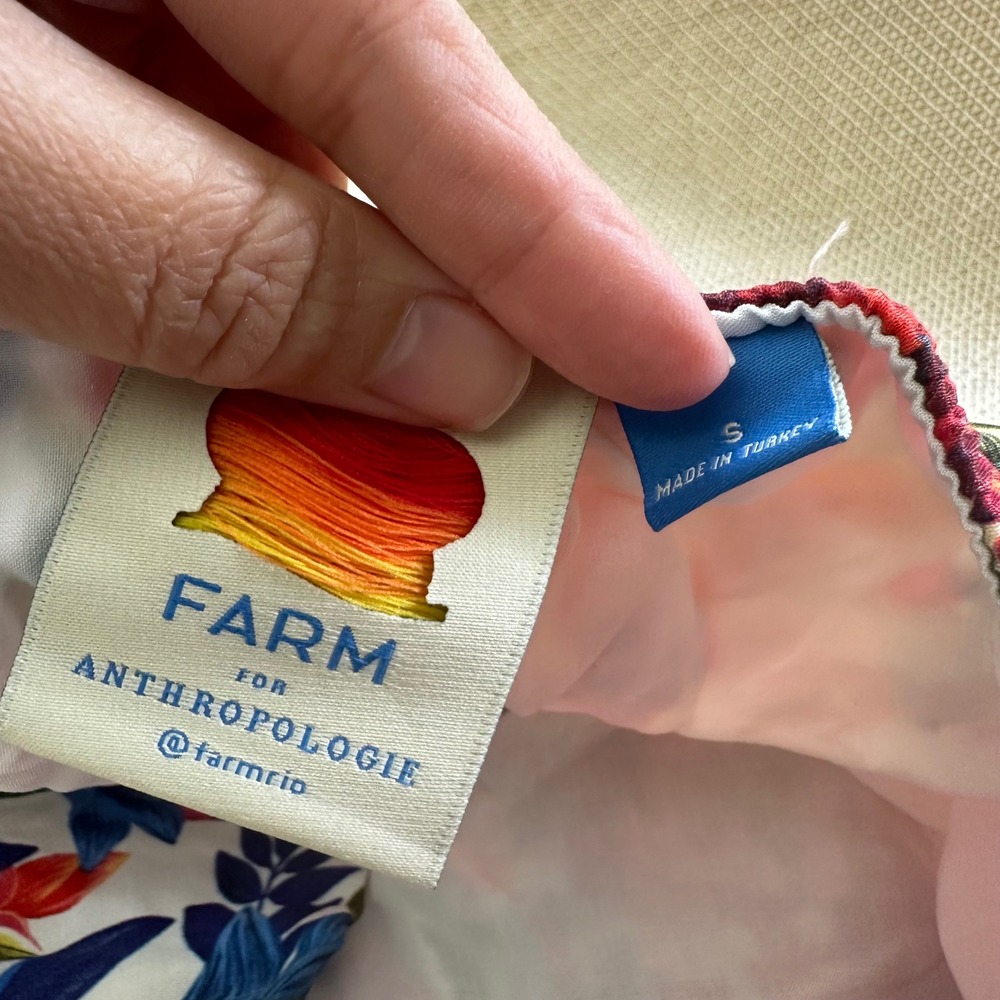 Farm Rio x Anthropologie Spliced Cami Tie Front Halter Top Tropical Print sz S - Picture 5 of 9